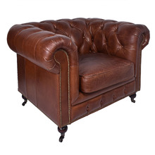 Cristy Chesterfield Aged Cowhide Leather Armchair